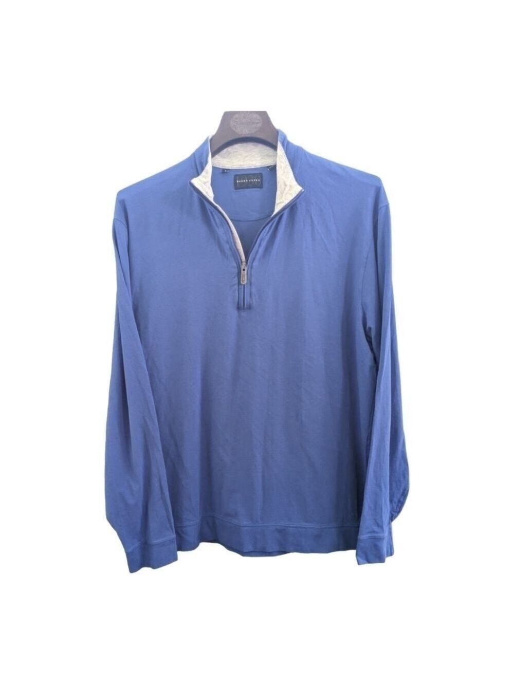 Bobby Jones Marine Blue/Gray Pima Cotton/Lycra Blend Quarter Zip Size Large EUC